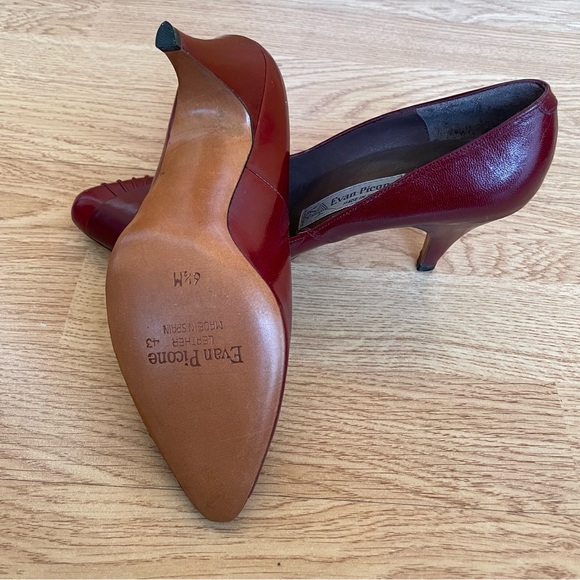 NWOT VINTAGE EVAN PICONE WOMEN’S MAROON CLOSED TOE HIGH HEEL SHOES SIZE 6.5M - Picture 14 of 16